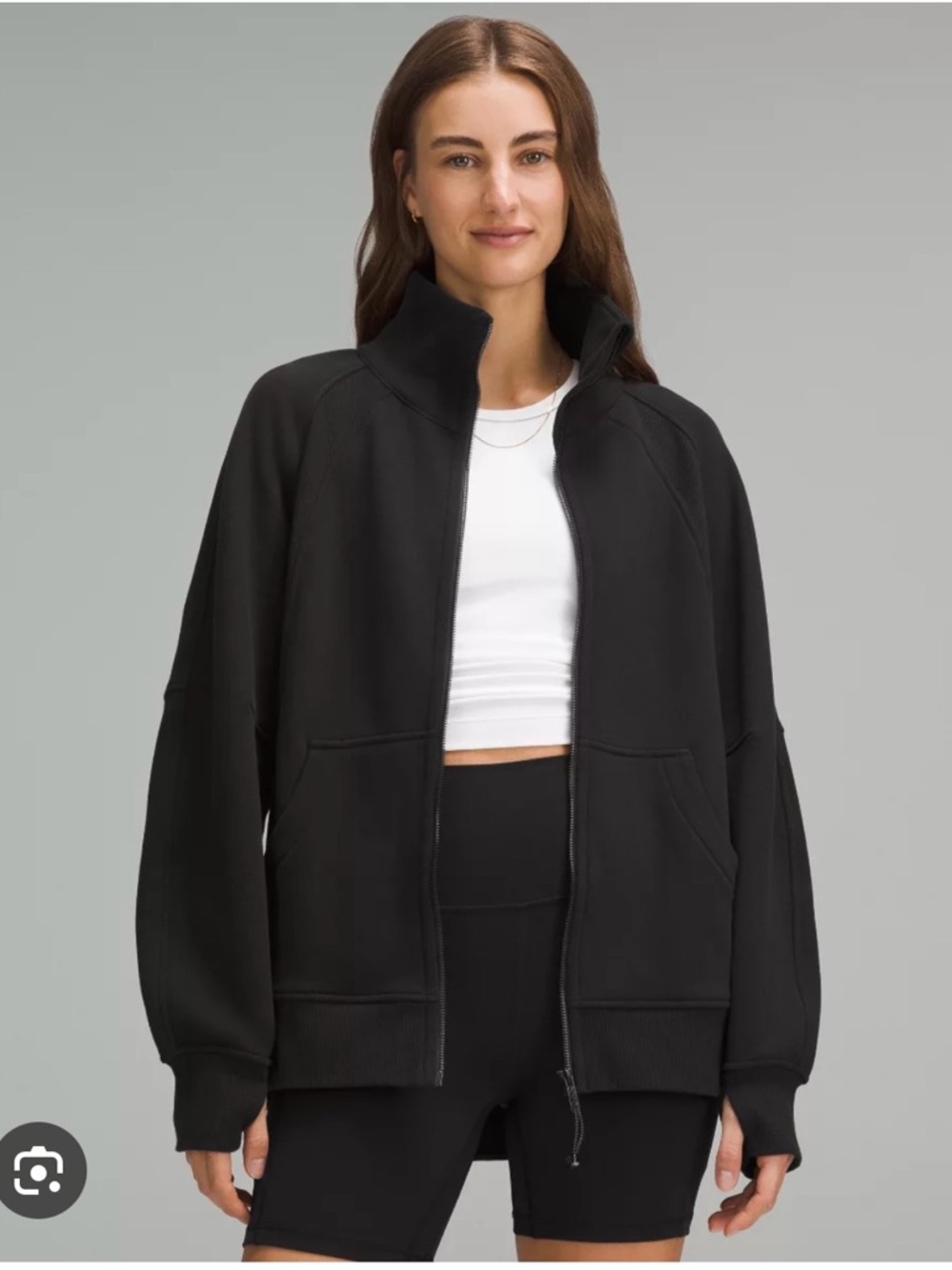 Lulu Scuba Oversized Funnel Neck Full Zip Sweater